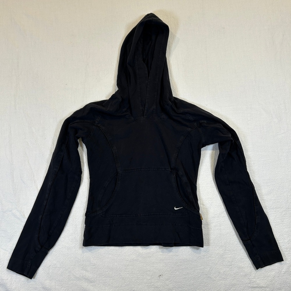Nike Womens Pullover Hoodie Black Slim Fit Kangaroo Pocket Small S (4-6)